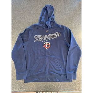 Majestic Mens Minnesota‎ Twins Hooded Sweatshirt Navy Large